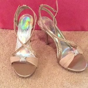 Gold glitter & Rhinestone Dress Heels